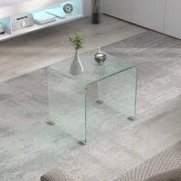 Tavolino in Vetro Temperato Moderno da Salotto con Design Monoblocco, 50x40x45 cm, Trasparente
