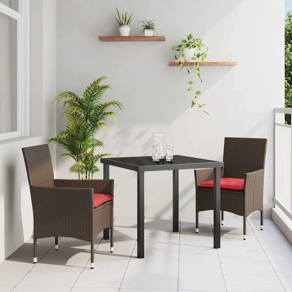 Set di tavolo e sedie con cuscino 3 pcs Marrone Rattan in PE 3379821
