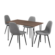 [en.casa] Sedia sala da pranzo in un set di 4 grigio - 86 x 46cm + Tavolo da pranzo in ottica legno