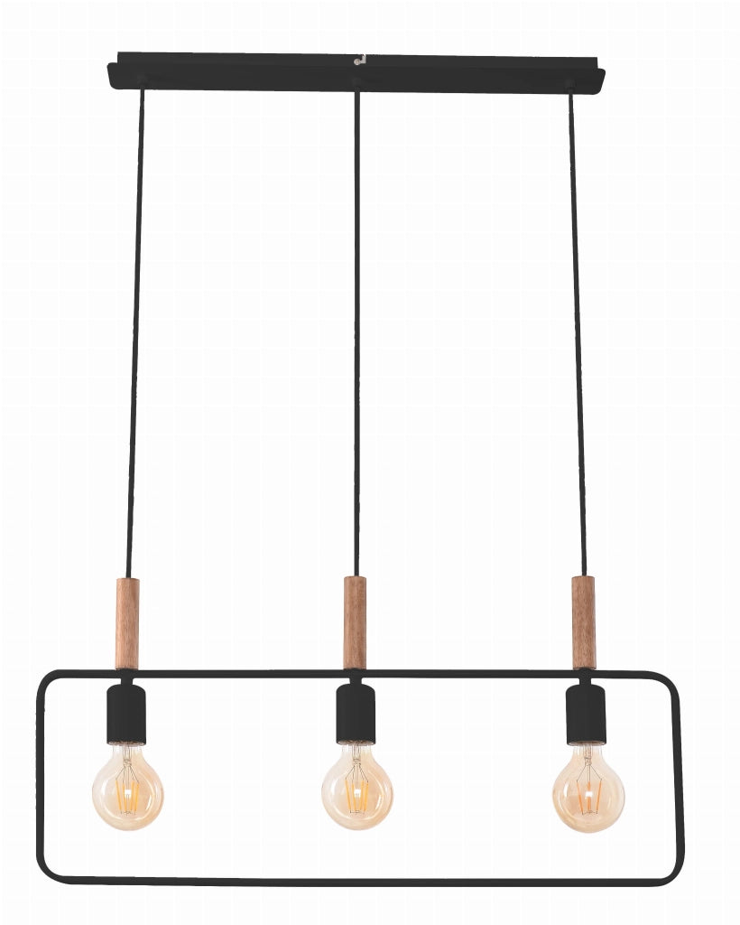 Lampada a sospensione Frame 3xE27 nera metallo Candellux