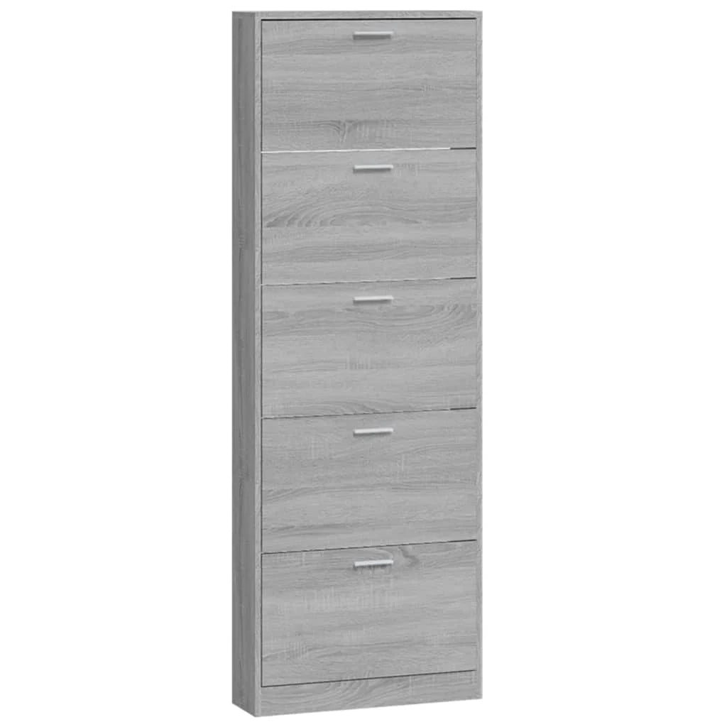 Scarpiera mobiletto portascarpe mobile per ingresso/corridoio/soggiorno legno Sonoma 59 x 17 x 169 cm grigio 02_0022072