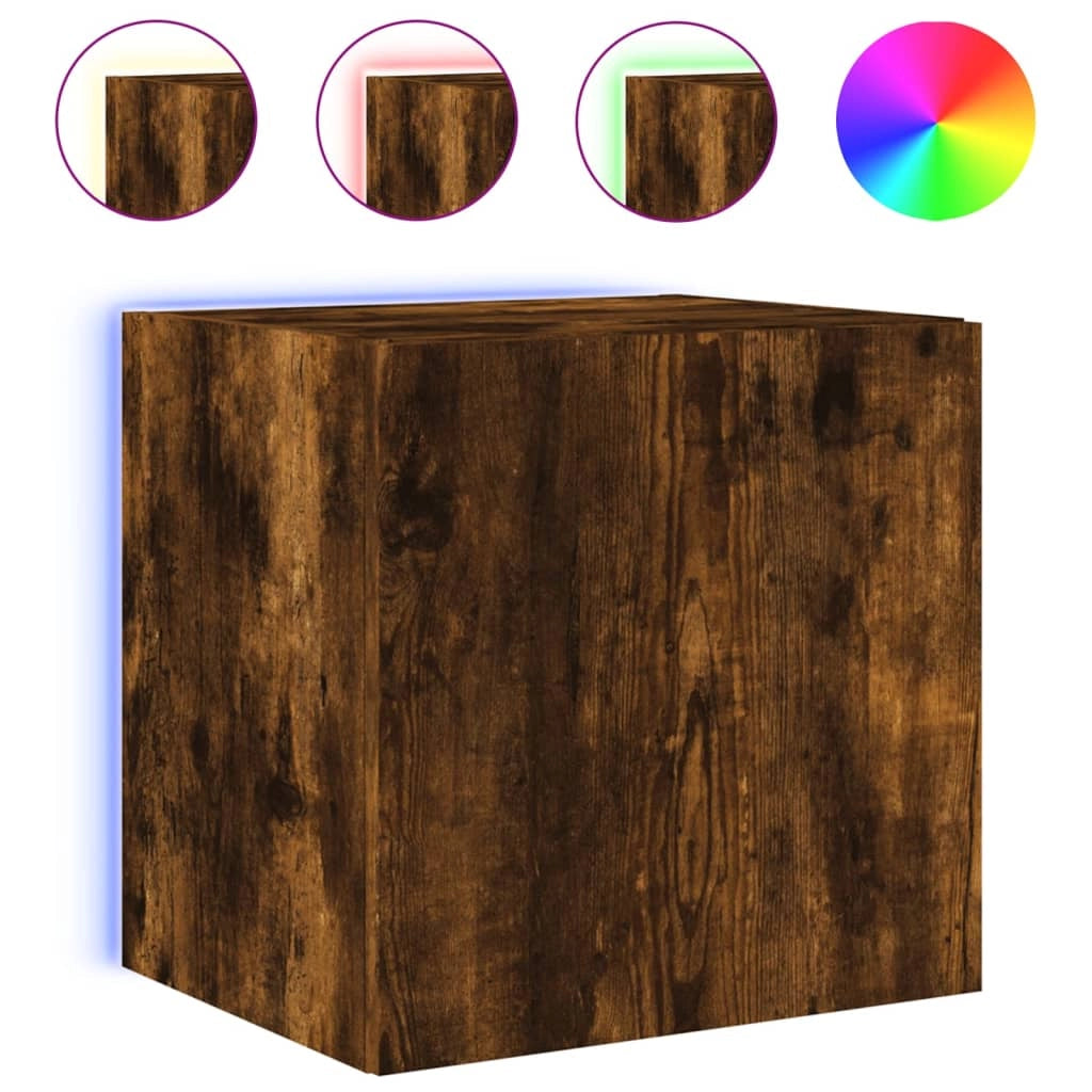 Mobile TV multimediale scaffale TV credenza mobile TV sala da pranzo soggiorno parete attrezzata per camera da letto con luci LED rovere affumicato 40,5 x 35 x 40 cm marrone 02_0027982