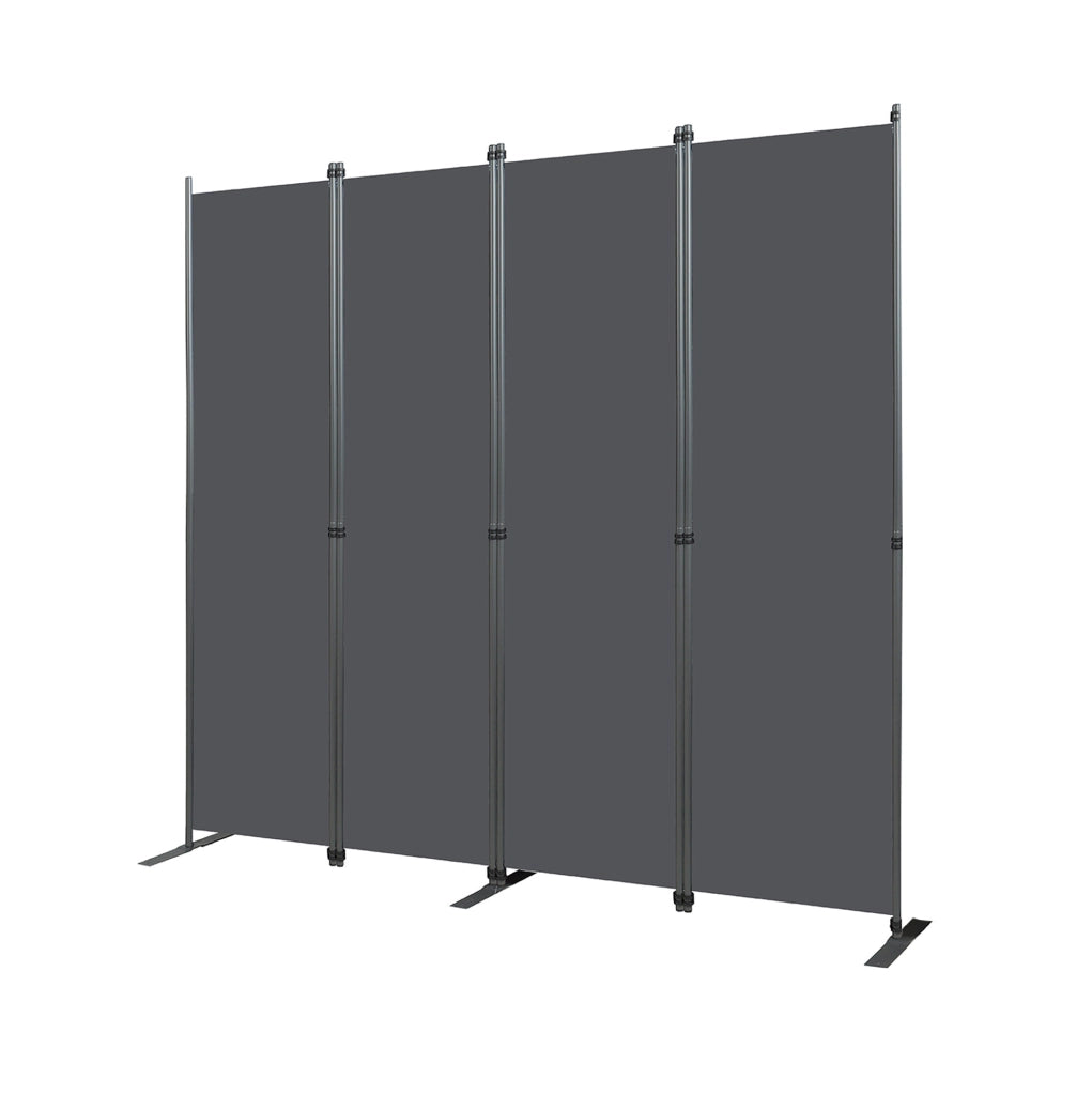 Paravento 204x180 cm in metallo e poliestere grigio scuro, pieghevole per ufficio –