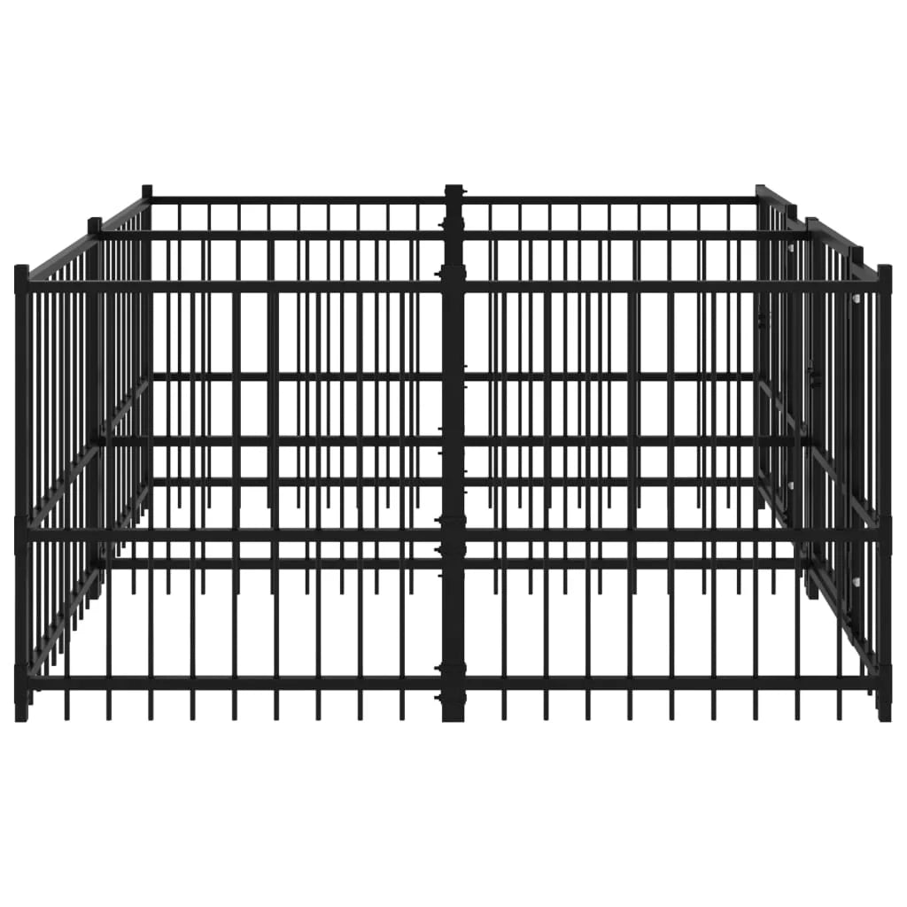 Cuccia gabbia per animali da esterno pac per cani in acciaio 3,75 m² nero 02_0041833