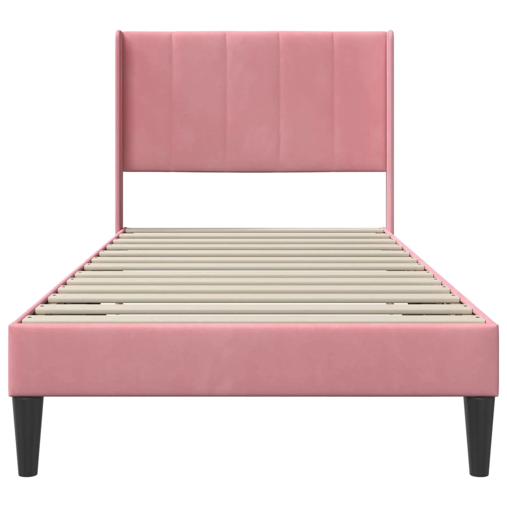 Struttura del letto con testiera Rosa 100 x 200 cm Velluto 42027488