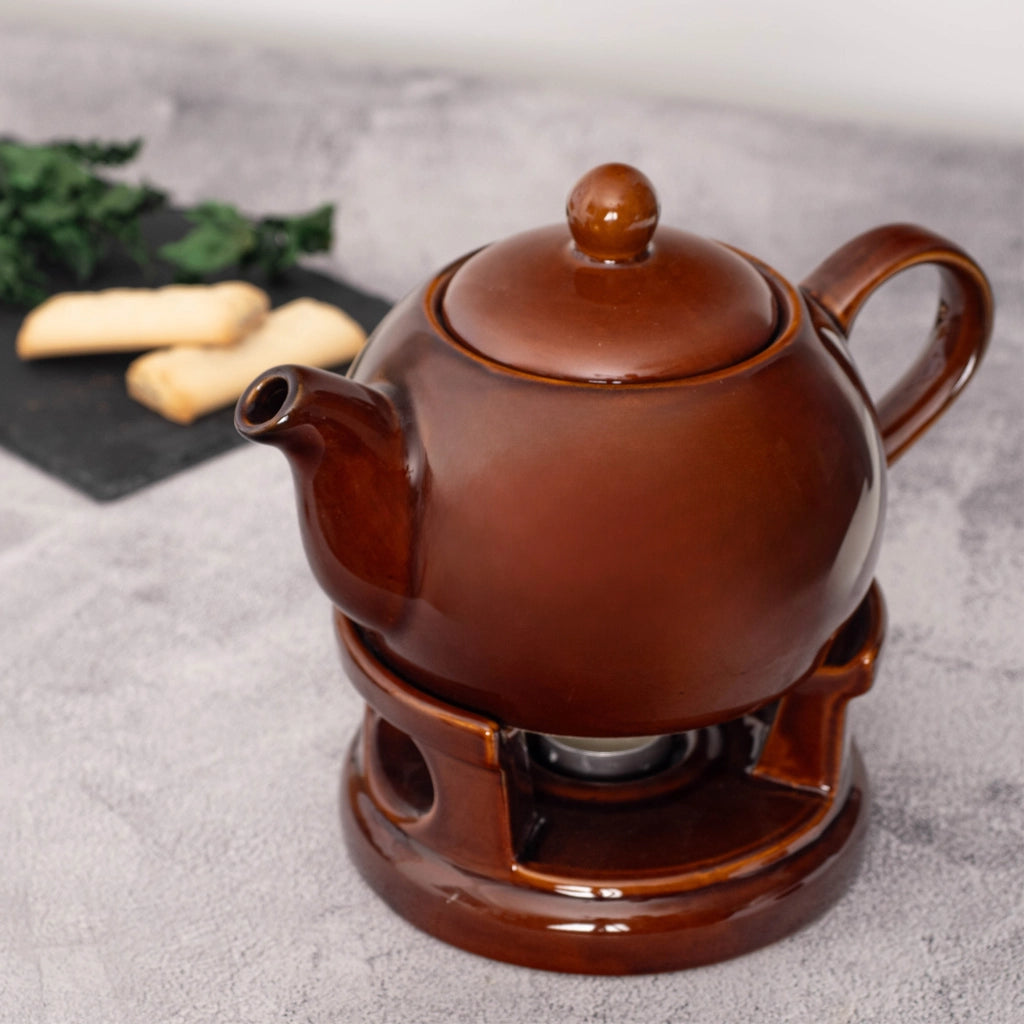 Teiera KADAX con scaldavivande, 1 litro, in ceramica, ideale come regalo.