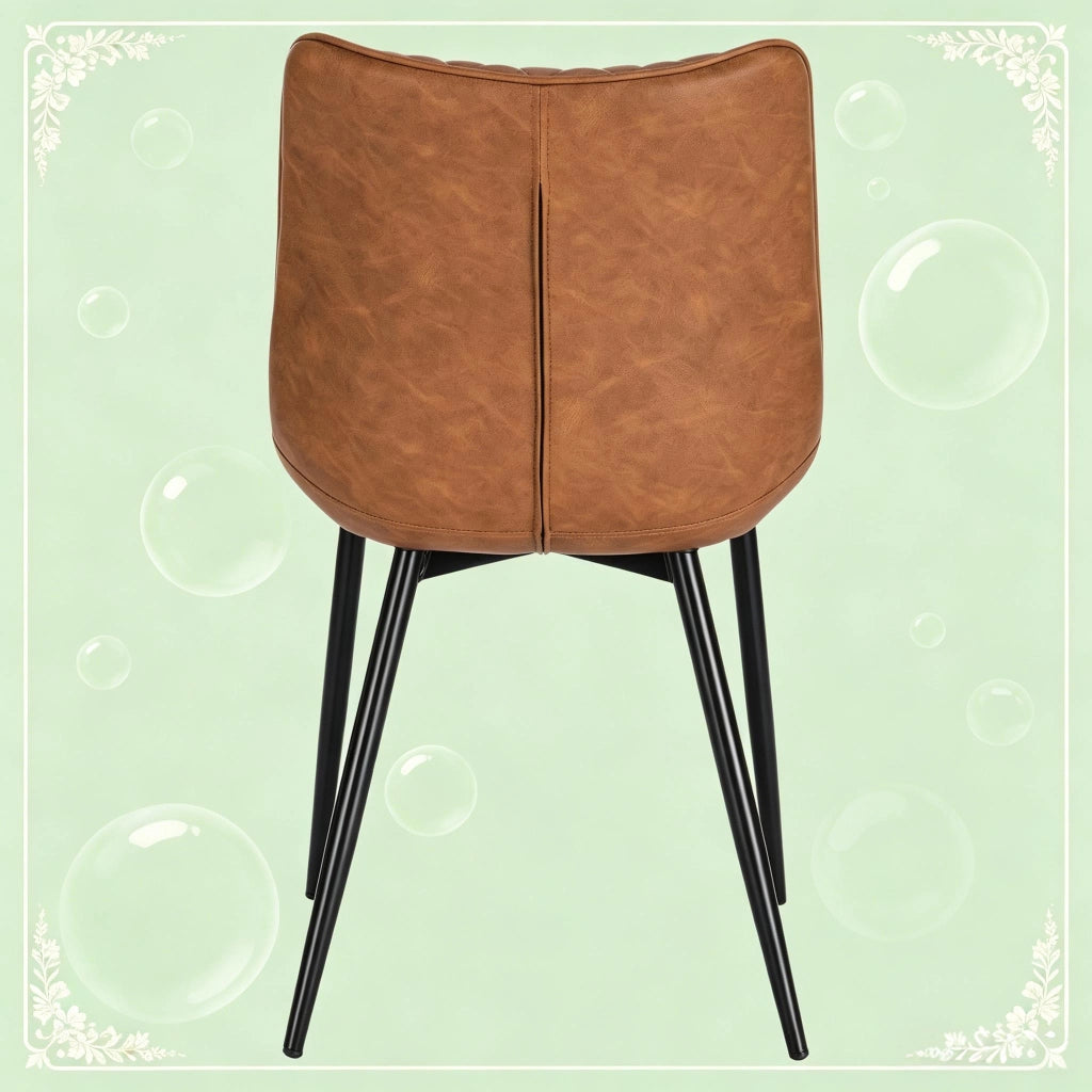 Sedia da pranzo Set da 2 con Schienale Ergonomico Curvo e Piedini Antiscivolo in Similpelle Marrone Chiaro