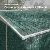 Casetta da Giardino con Porta Scorrevole, in Acciaio, 345x280.5x169-201cm, Verde