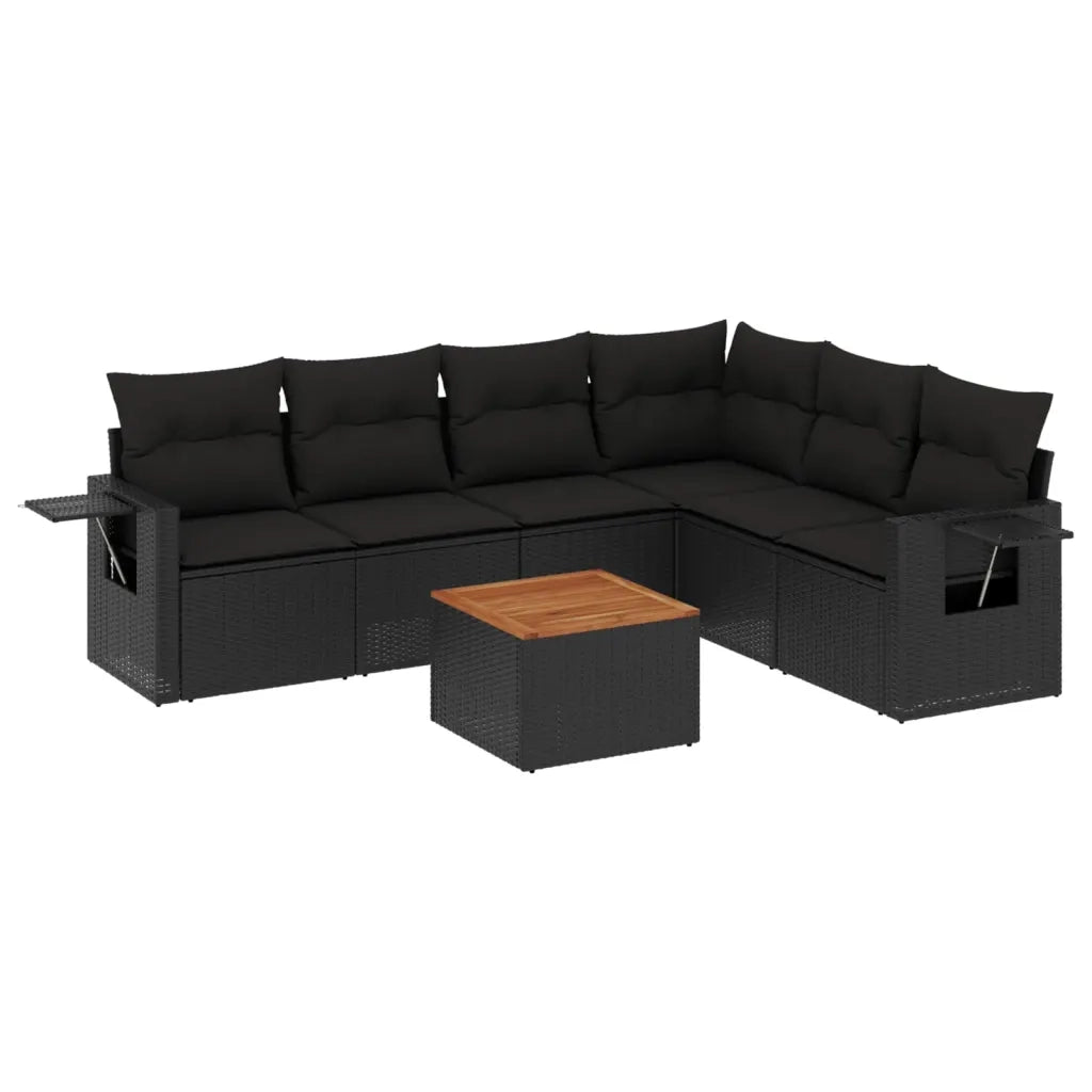 Set Divani da Giardino con Cuscini 7pz Nero Polyrattancod mxl 93185