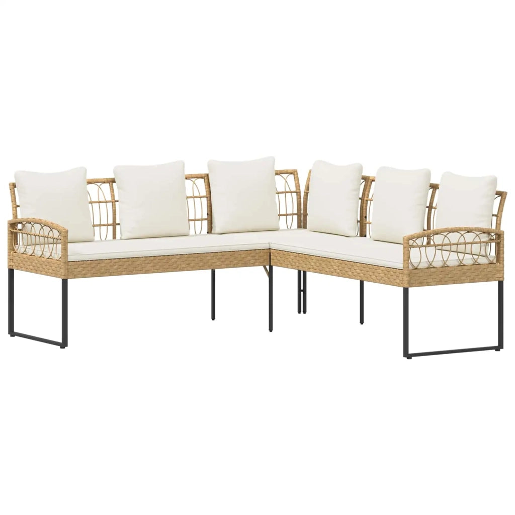 Set Divano da Giardino 2 pcs Naturale Rattan sintetico Acciaio