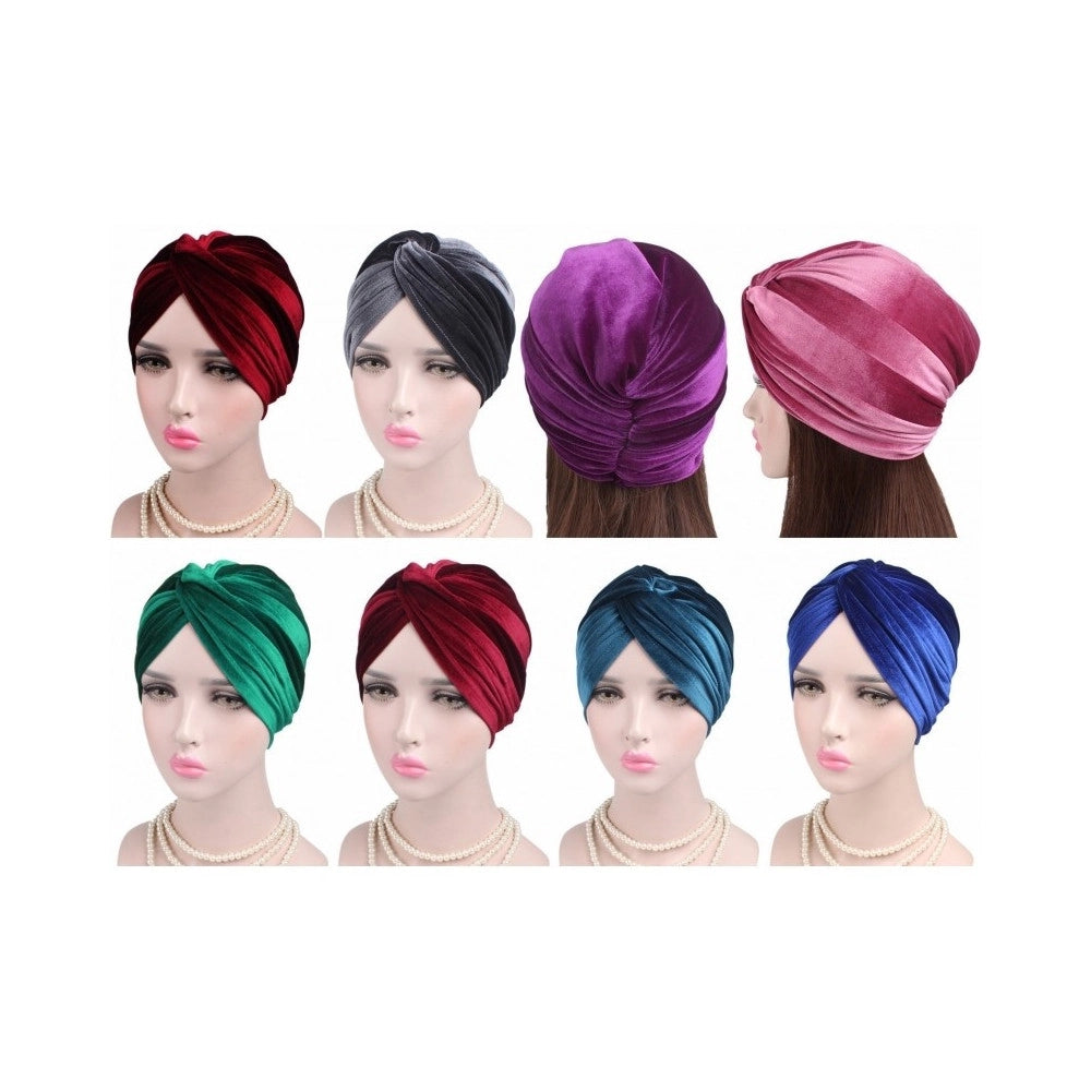 Trade Shop - Turbante Velluto Annodata Fascia Elastica Retro Ferma Capelli Cuffia Bandana -