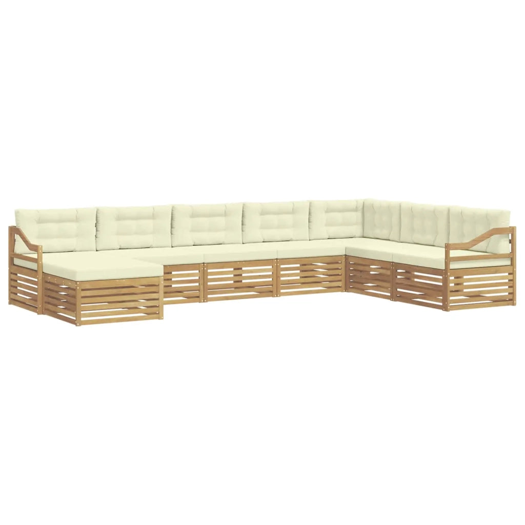Set di divani da esterno 8 pcs Bianco e Crema Poliestere