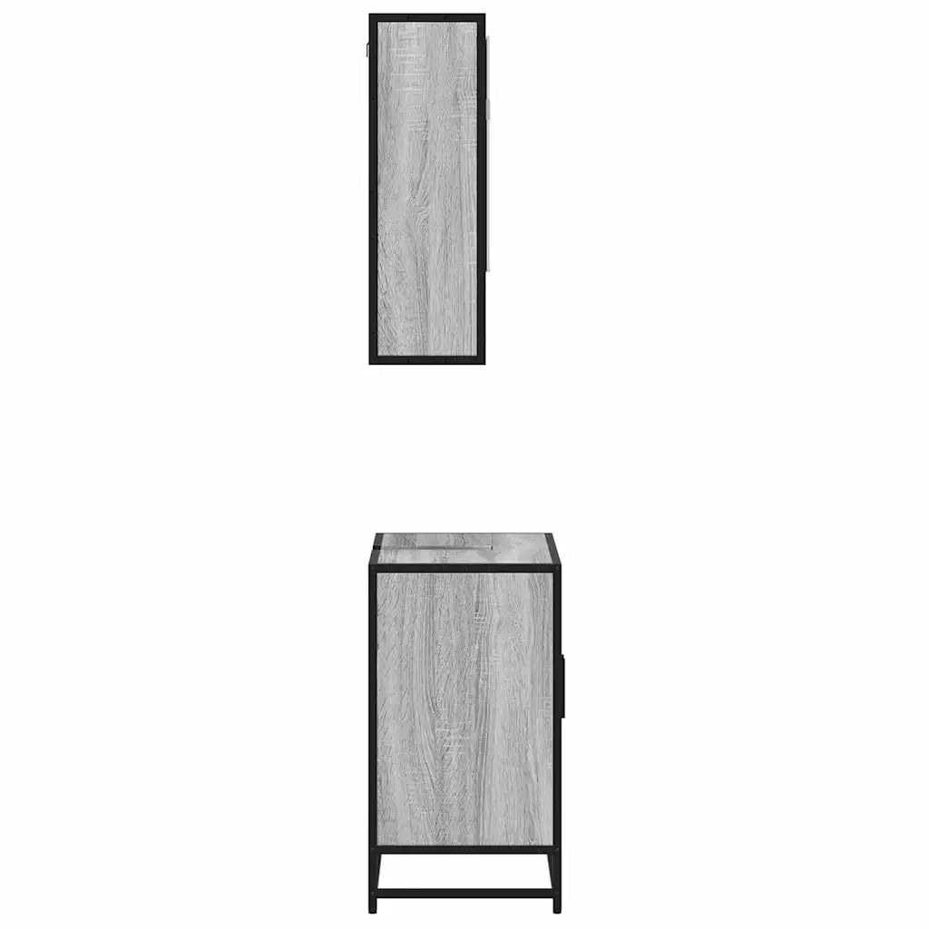 Set Mobili da Bagno 2 pz Grigio Sonoma in Legno Multistrato