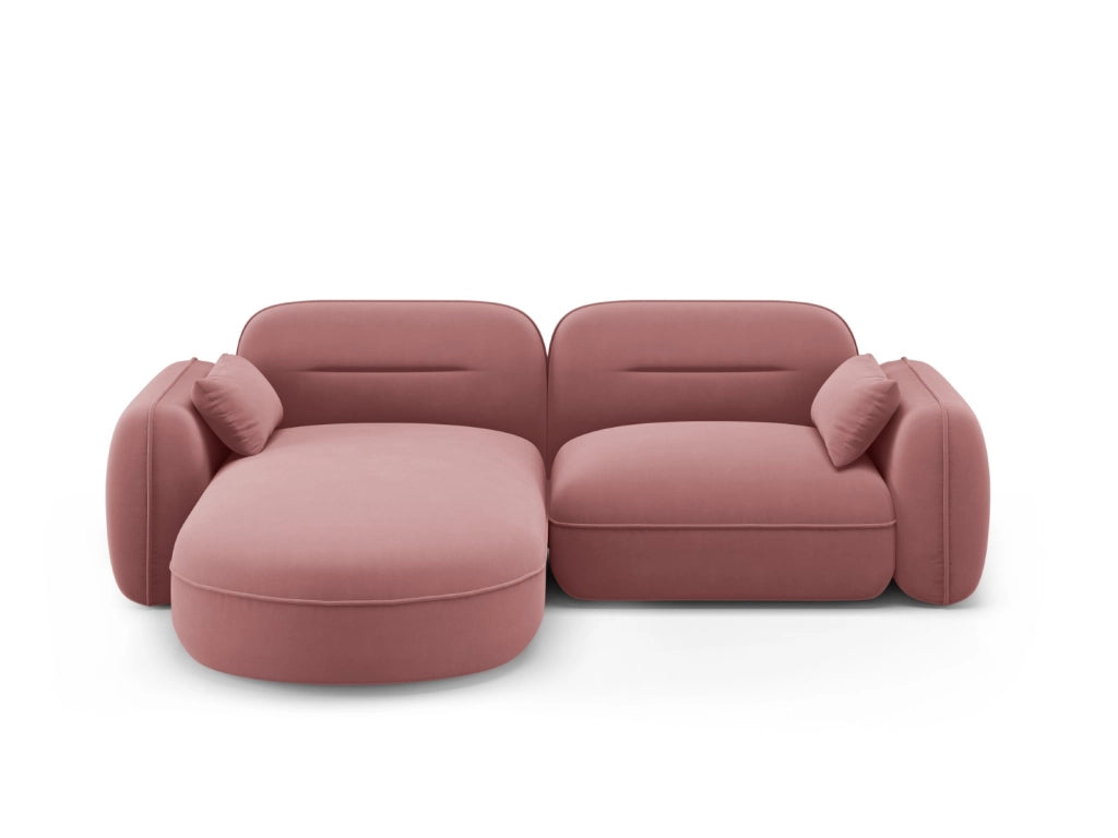 Cosmopolitan Design - Divano angolare modulare sinistro "Sydney" 3 posti in velluto salmone 