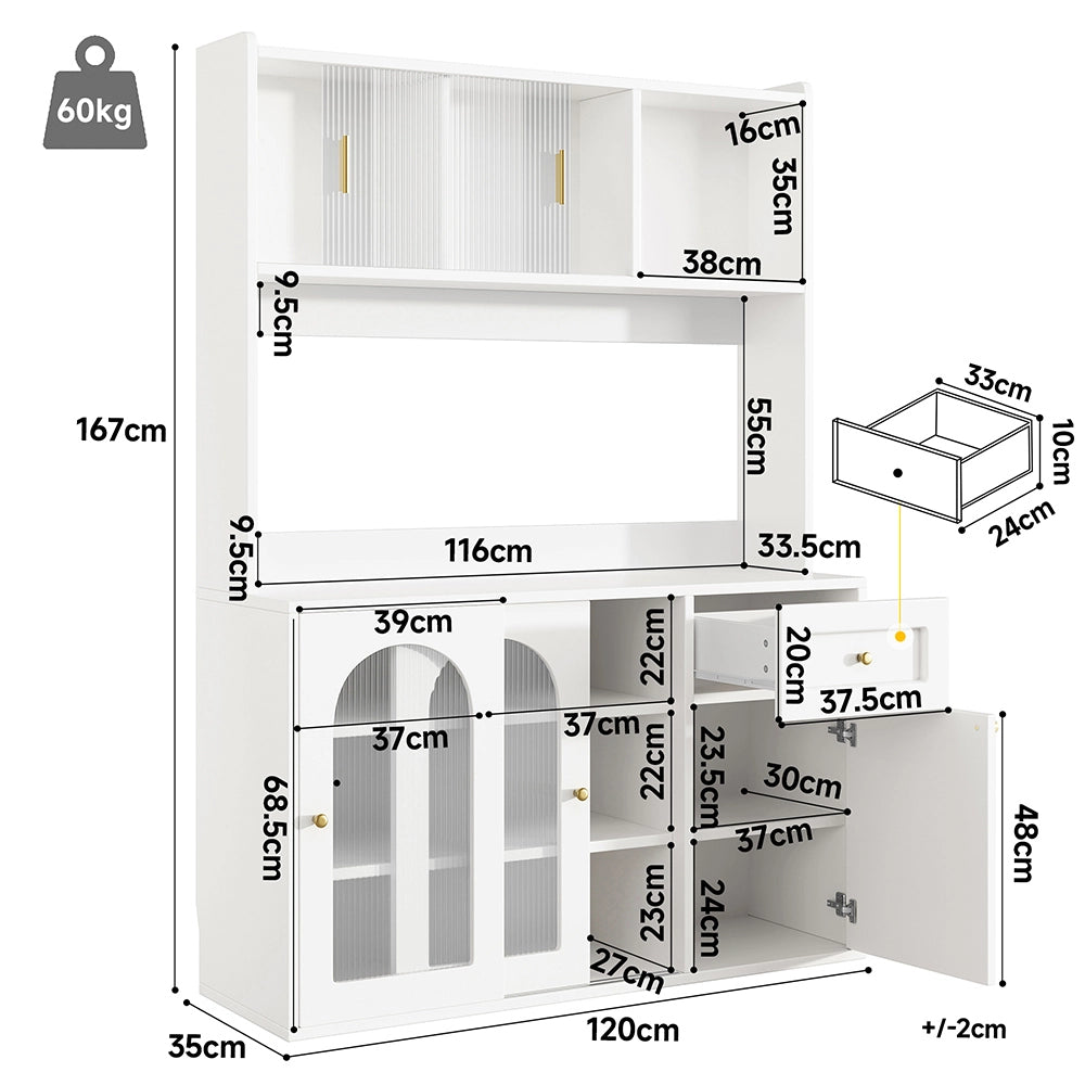 Vetrina cucina - Xylo - LED scaffali regolabili bianco