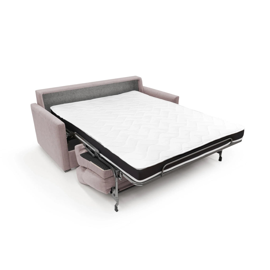 Margot Divano letto matrimoniale con schienale morbido alto in tessuto T02 176 cm (mat. 140x197) rosa