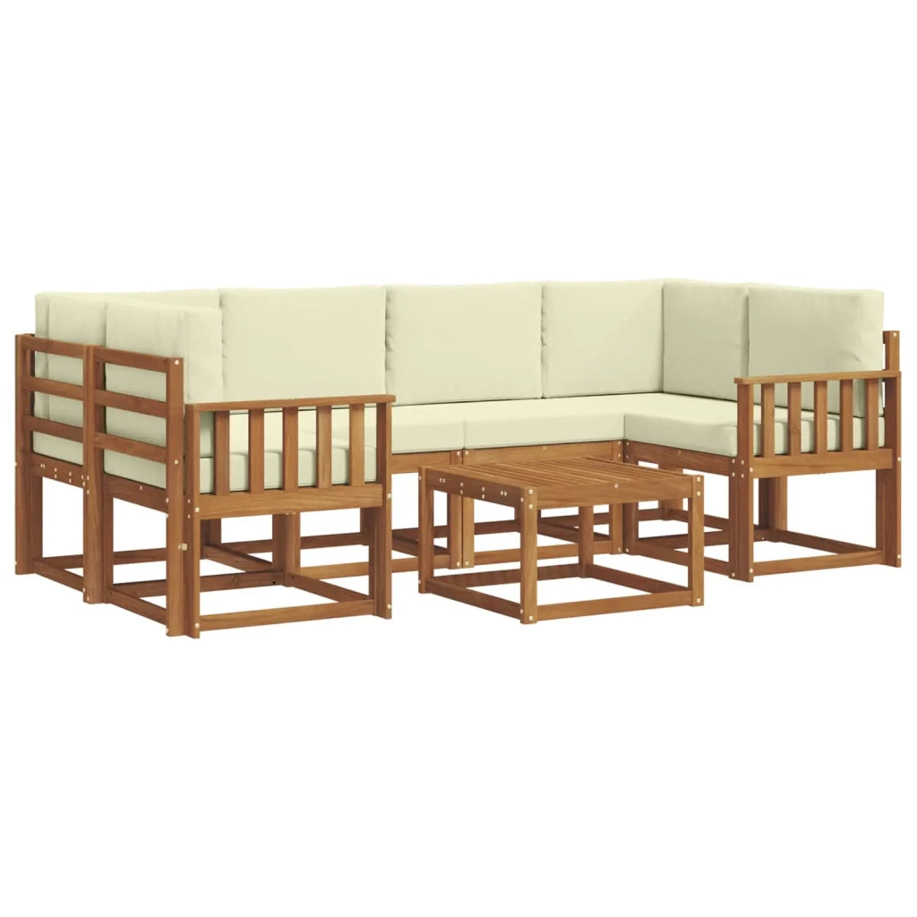 Set di divani da esterno con cuscino 7 pcs Naturale e Crema