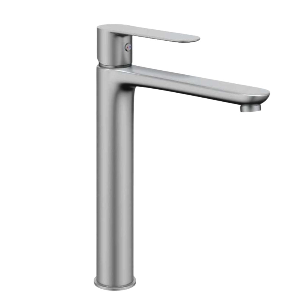 Miscelatore rubinetto oceania per lavabo con bocca alta in ottone nickel spazzolato *** confezione 1