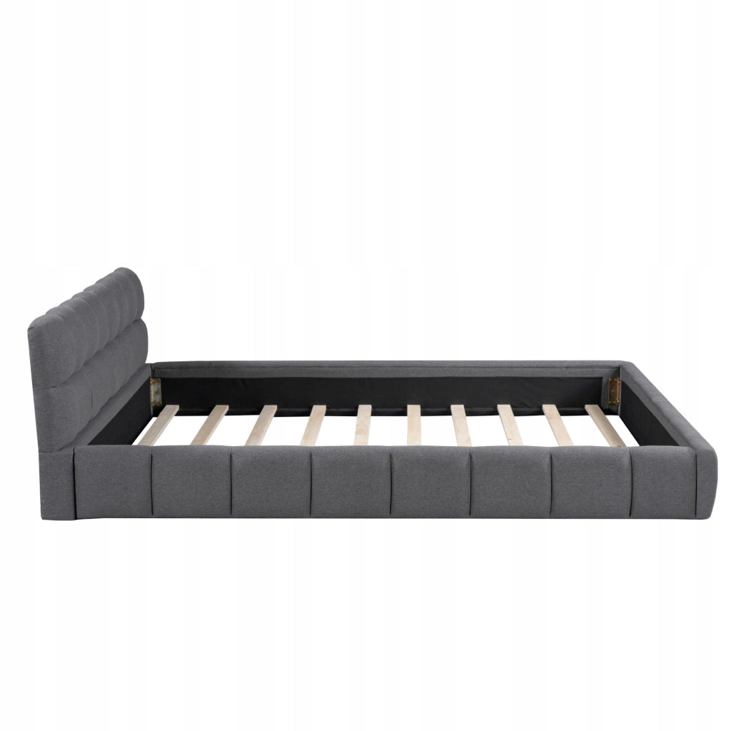 Letto imbottito 140x190 - Xylo - Grigio con schienale