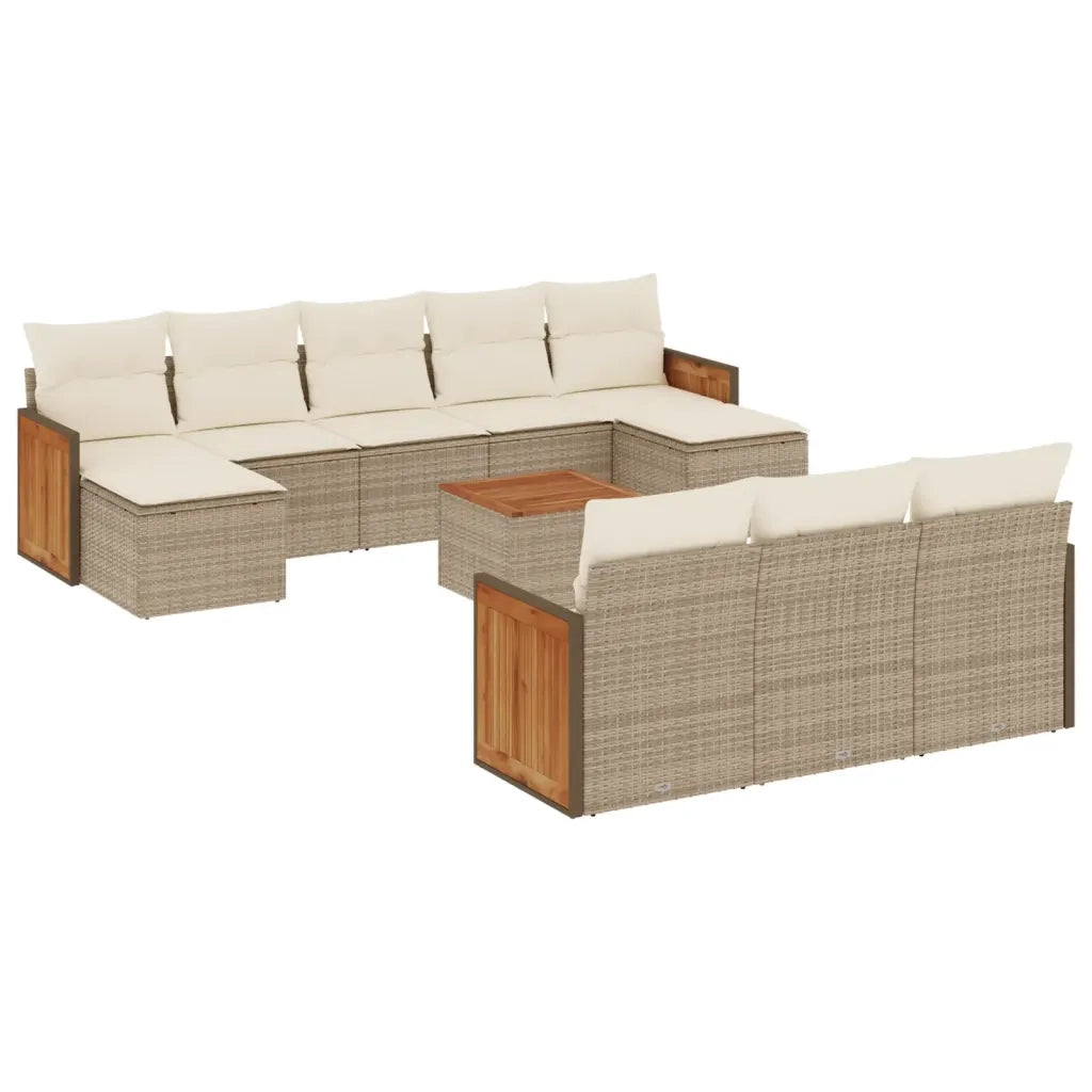 Set Divani da Giardino 11 pz con Cuscini Beige in Polyrattan 3228102