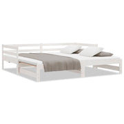 Letto singolo | Letto per adulti | Dormeuse Estraibile Bianca in Massello di Pino 2x(90x200) cm