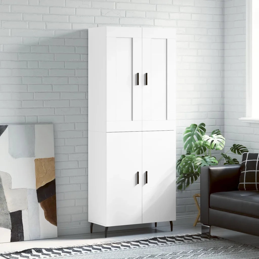 Credenza-Buffet-Armadio da cucina Bianca 69,5x34x180 cm in Legno Multistrato 723190