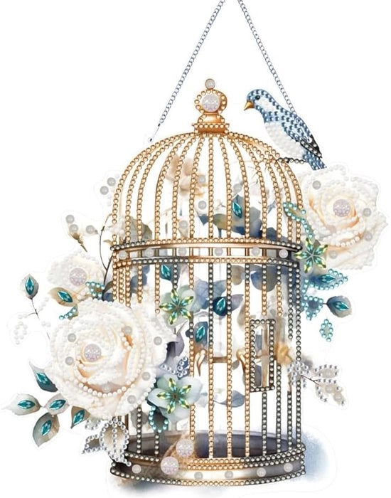 Kit di appoggio per quadro diamantato, 5D gabbia diamantata per porta con catena, kit DIY per decorazione esterna e interna con diamantato acrilico