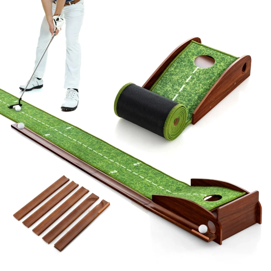 Tappetino da allenamento 274 x 27 x 15 cm con ritorno automatico stabile stile contemporaneo nylon marrone e verde 20_0019288