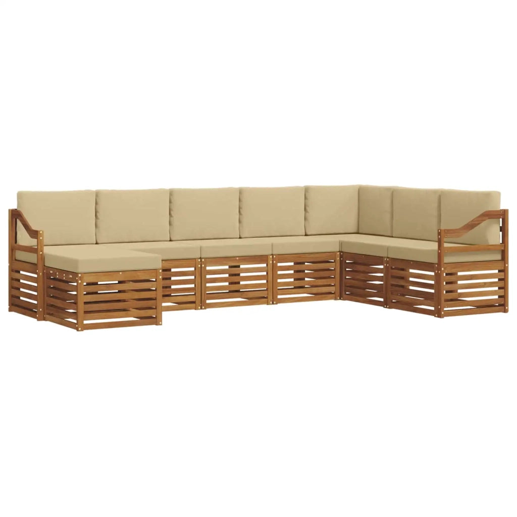 Set di divani da esterno con cuscino 8 pcs Naturale e Beige