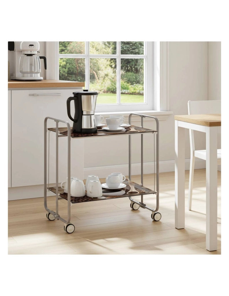 Carrello da cucina pieghevole grigio con ruote BAUHAUS 2 ripiani