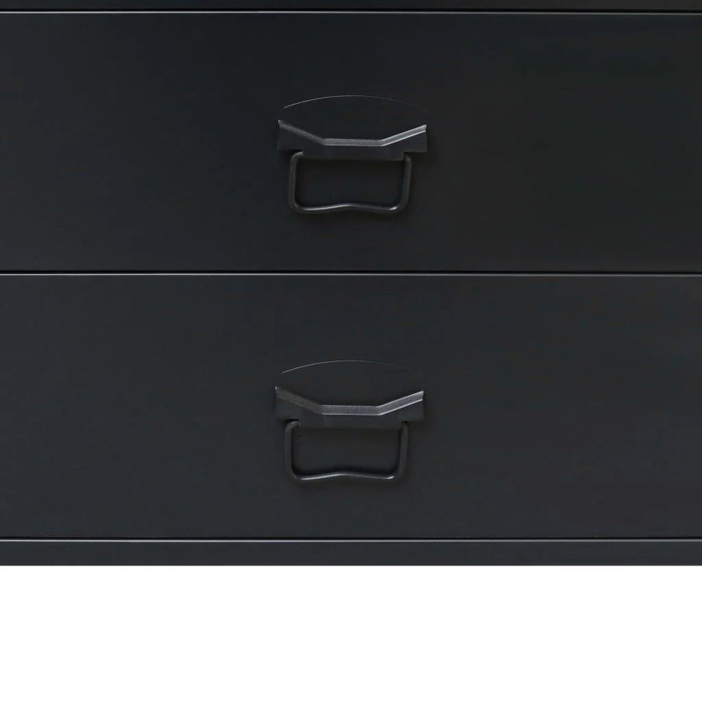 Credenza/mobiletto/consolle/mobile contenitore in metallo in stile industriale con cassetti 93 cm nero 4402223