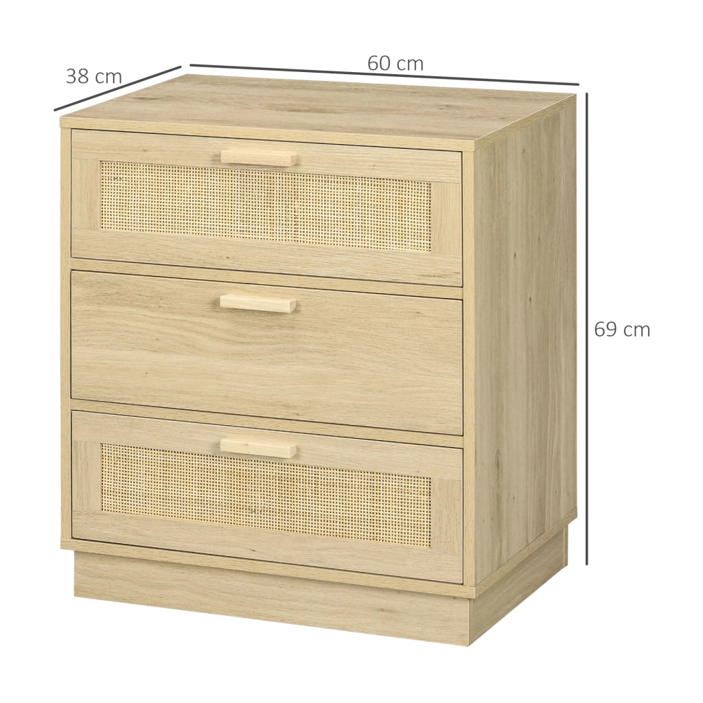 Cassettiera design in rattan con 3 cassetti ¨C Minimal ¨C bianco naturale 60x40x80