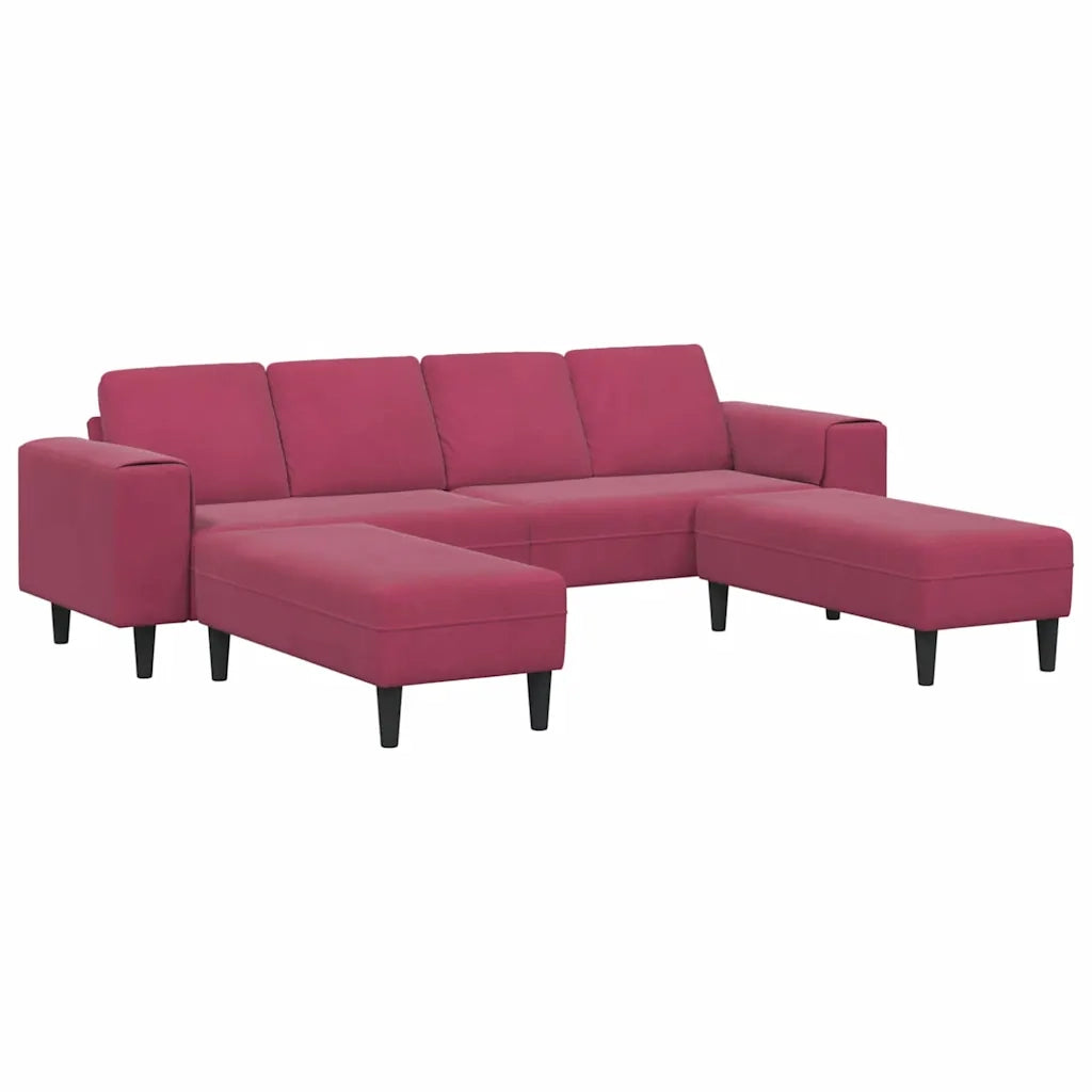 Set di divani 3 pcs Rosso vino Velluto