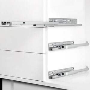 Guide a Scomparsa Silver per Cassetti ad Estrazione Totale P550 Zincato Bianco Acciaio Emuca