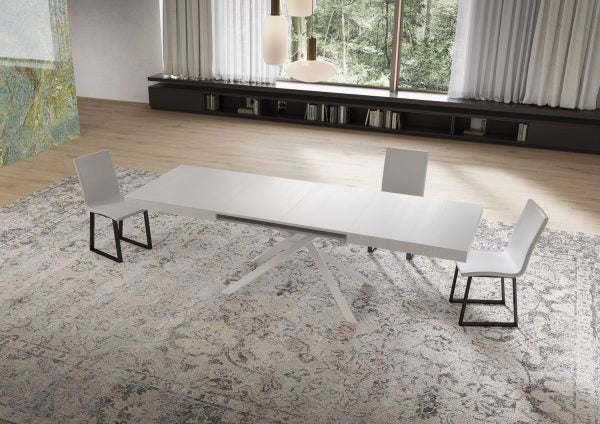Tavolo Allungabile 160-244x80x74 cm Niket Bianco Frassino Gambe Bianche