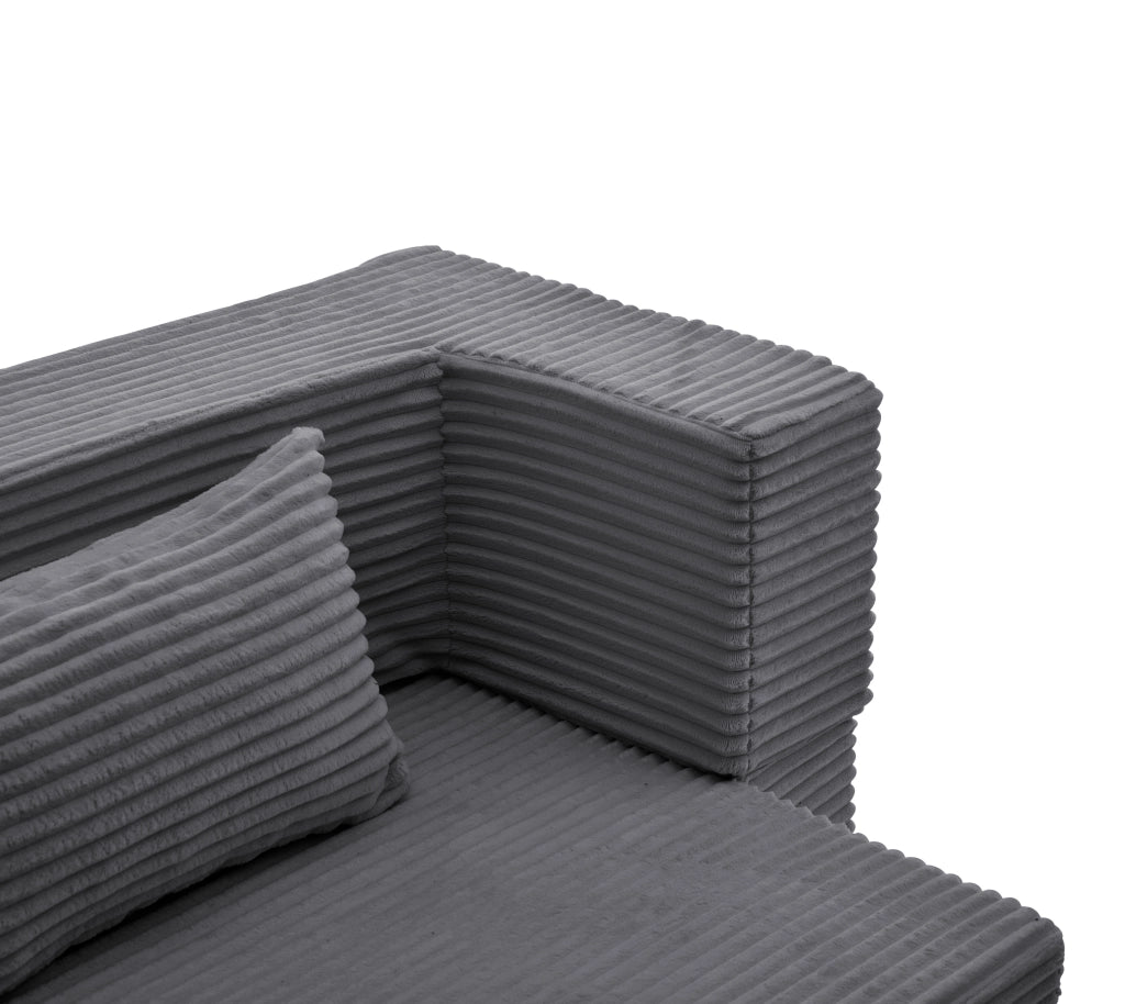 DIVANO LETTO 2 IN 1 In corduroy Grigio con 2 cuscini
