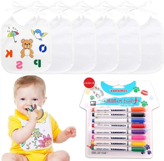 Set di stencil per pittura - 6 pezzi bianchi doppie facce - inclusi 8 punterelli per tessuto