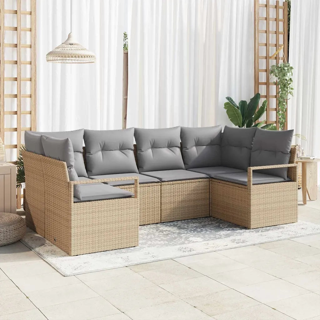 Set di divani con cuscino 6 pcs Beige polyrattan 3346520