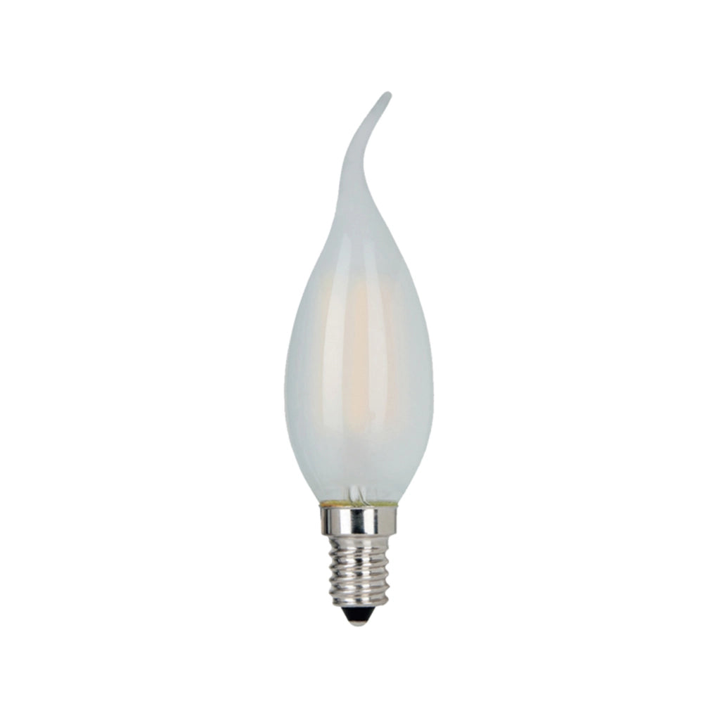 Alcapower Lampada LED Fiamma C37 Vetro Frost E14 4W 500lm 3000K Luce Calda 230V con Tecnologia a Basso Consumo Energetico ed Alta Durata