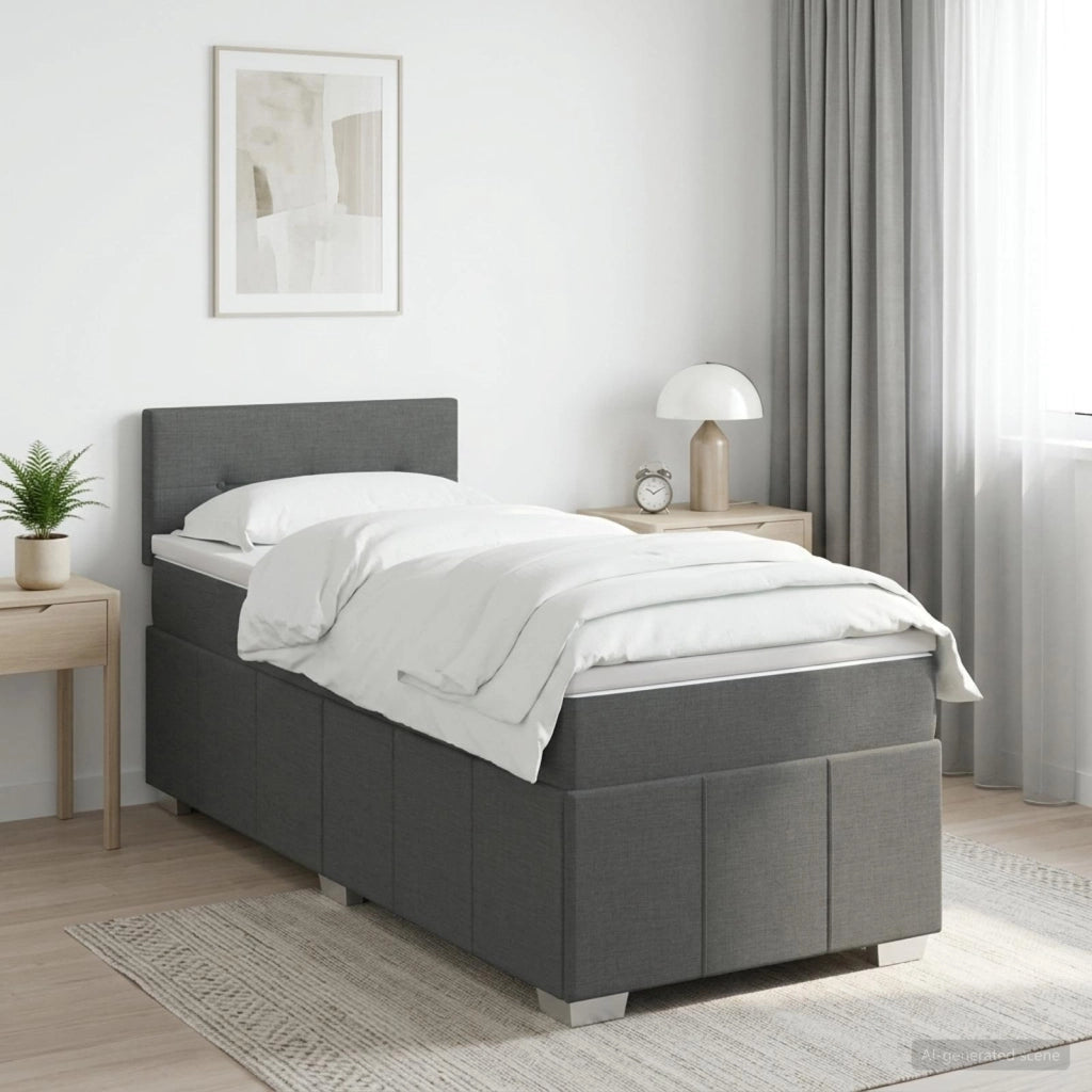 Letto box spring con materasso Grigio Scuro 80 x 200 cm Tessuto 3451081