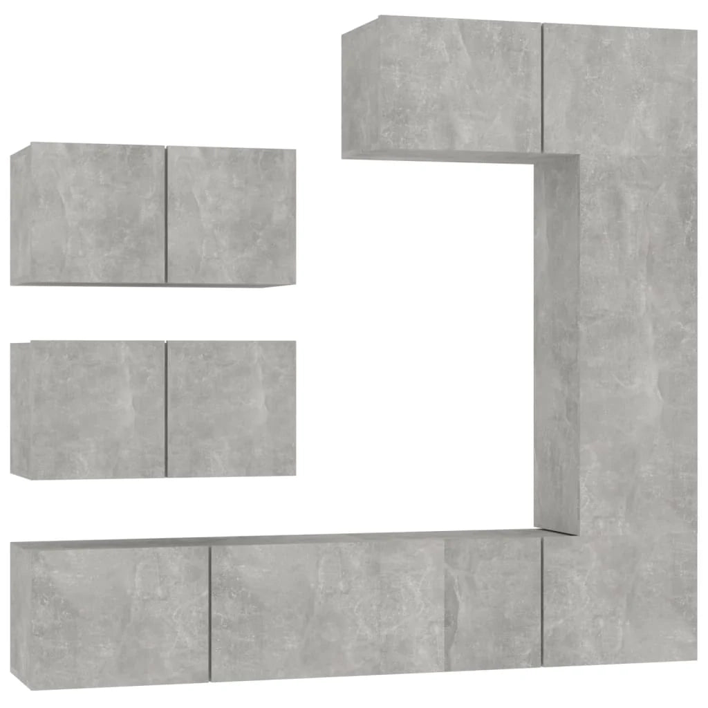 Set di mobili da 6 pezzi tra cui armadio credenza mobile TV televisore per soggiorno camera da letto salotto legno ingegnerizzato grigio 02_0025051