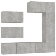 Set di mobili da 6 pezzi tra cui armadio credenza mobile TV televisore per soggiorno camera da letto salotto legno ingegnerizzato grigio 02_0025051