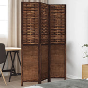Divisorio Ambienti | Divider per stanze | Paravento 3 Pannelli Marrone Scuro Massello Paulownia