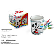 Trade Shop - Tazza Portapenne Da Colorare Mickey Mouse Bicchiere Porta Colori Pennarelli -