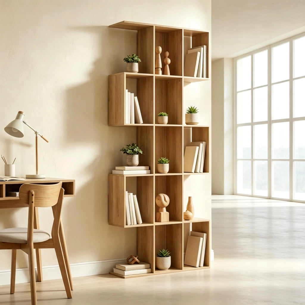 LIBRERIA a 5 livelli 80x24x200 cm MDF effetto rovere