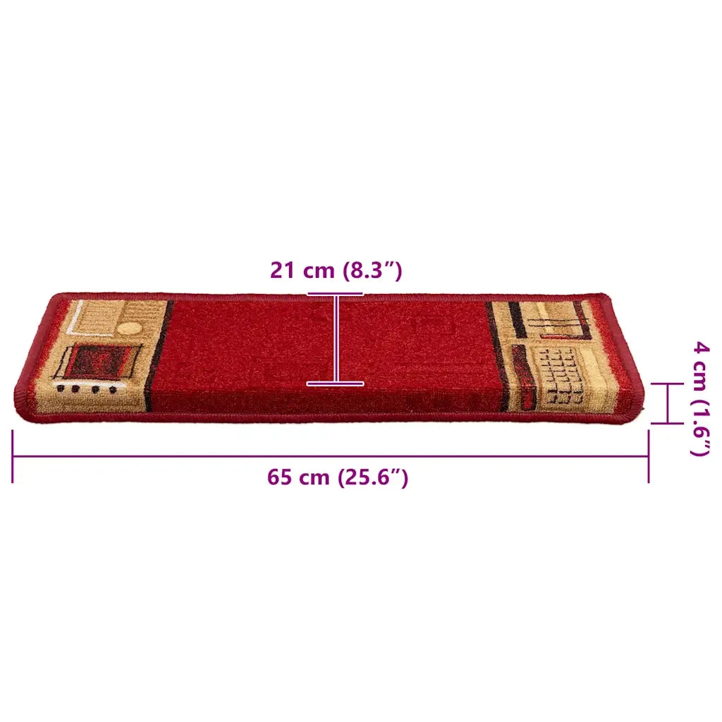 Tappetini per Scale Autoadesivi 5pz 65x21x4 cm Rossi 149838
