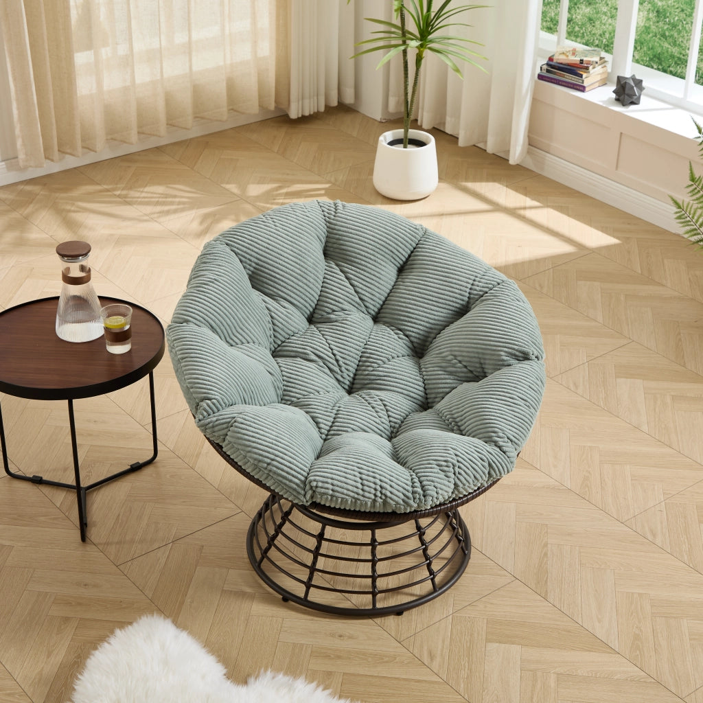 SEDIA PAPASAN Girevole 360° 92x67 cm Acciaio Verde Chiaro