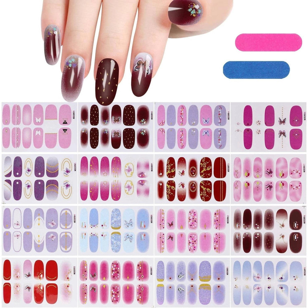 Trade Shop - Smalto Adesivo Per Unghie Nail Art Stickers Decorazioni Manicure Set Da 24 Pezzi -