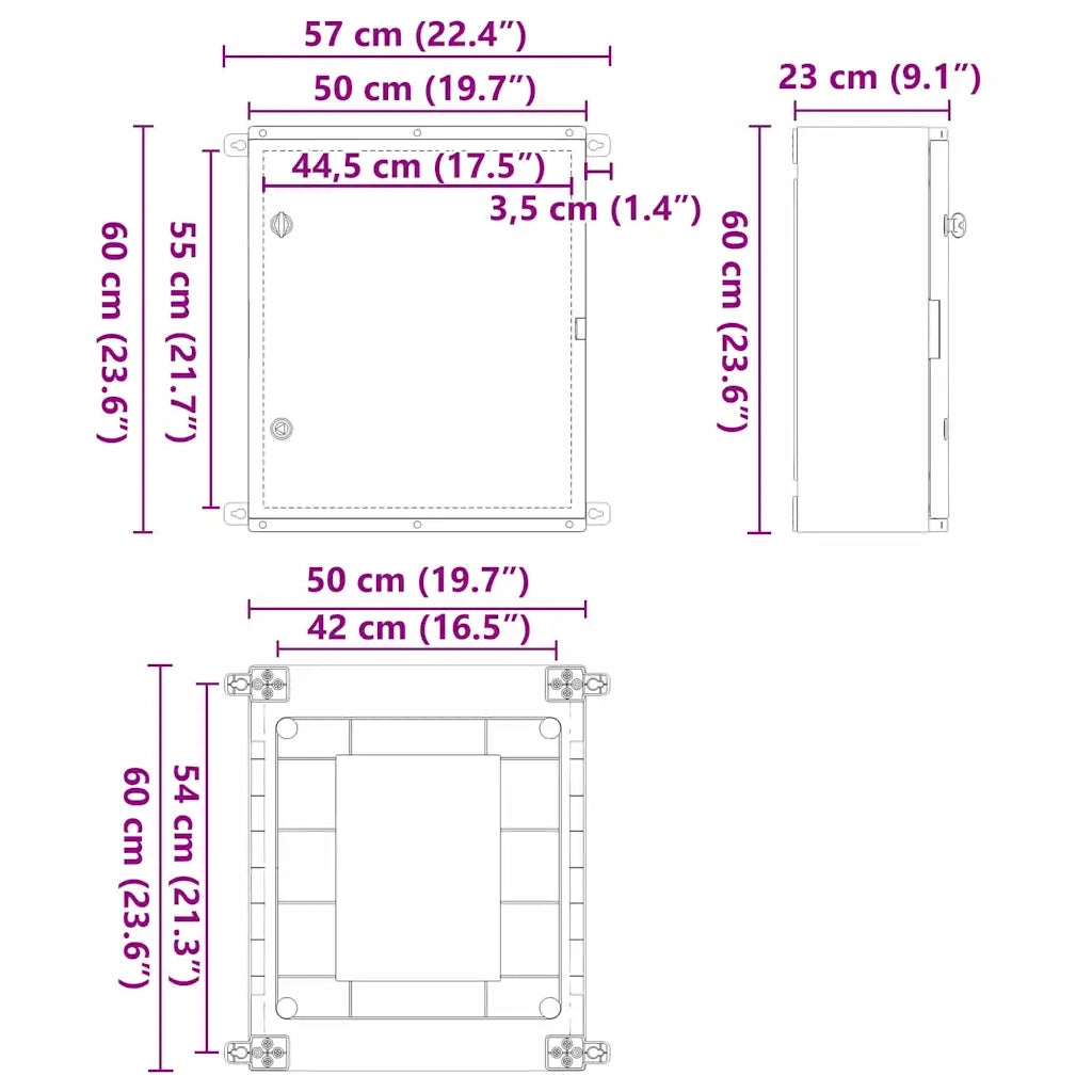 Armadio di Controllo Grigio 57 x 23 x 60 cm Plastica ABS 4106503