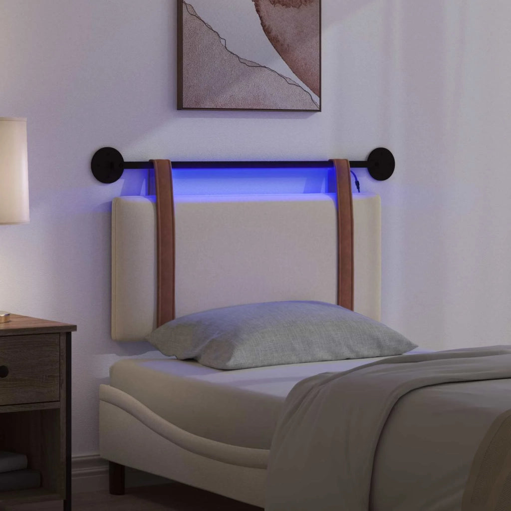 Testiera | Testata sospesa Con luce LED Crema PU Antico